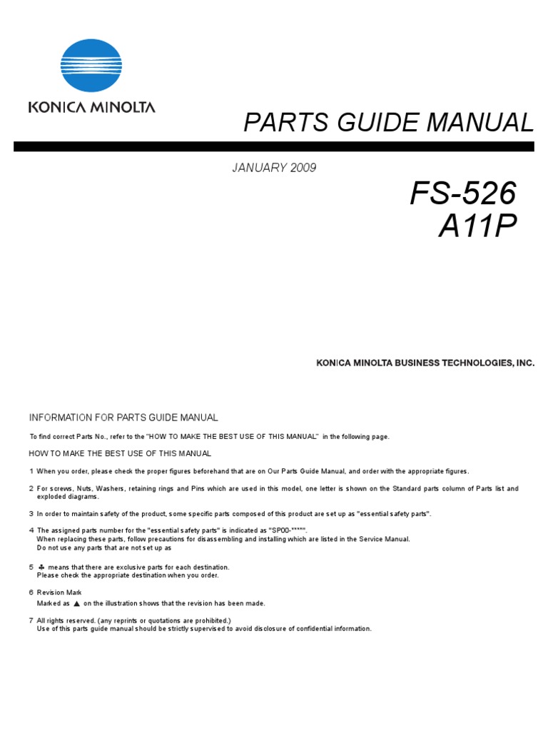 Parts Guide Manual Fs-526_a11p | Belt (Mechanical) | Manufactured Goods