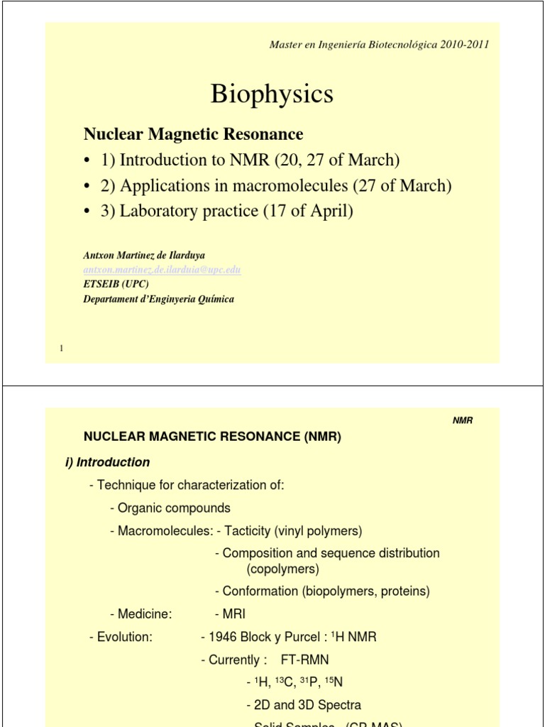 NMR Spectroscopy Principles Overview | PDF | Nuclear Magnetic Resonance ...