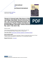 Theatre Research International: Theatre in Colonial India: Play House of Power. Edited by