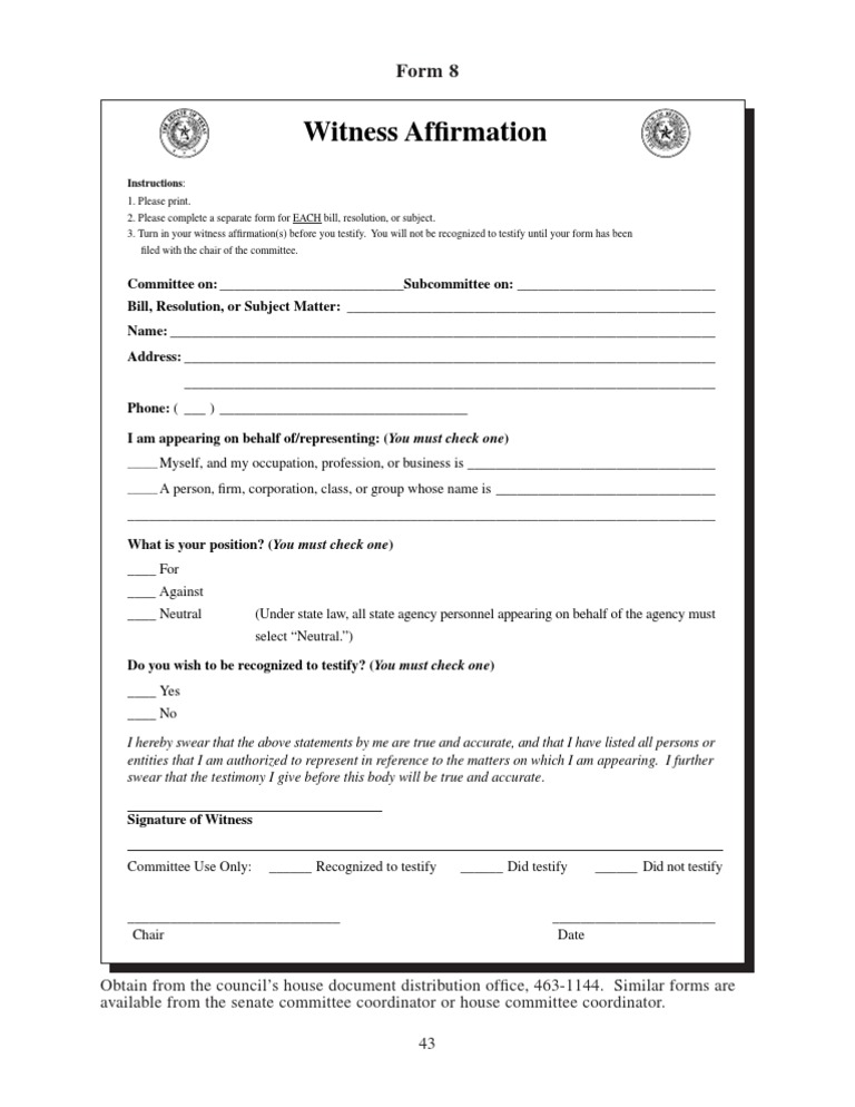 Witness Affirmation Form Instructions | PDF | Law