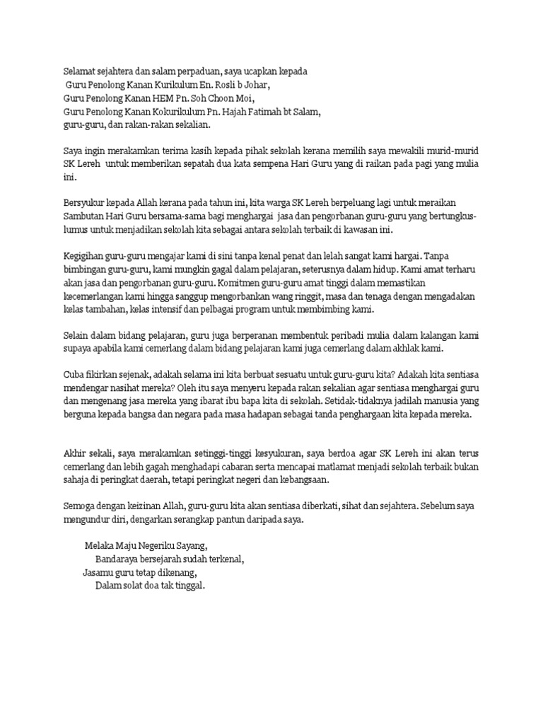 Ucapan Ketua Murid Pdf