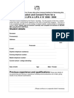 Application and Consent Form For A Place at LIPA in LIPA 4:19 2008 / 2009