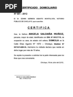 Modelo Certificado de Domicilio