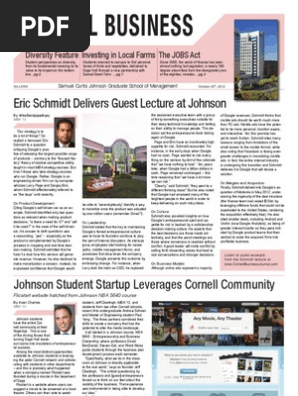 Cornell Business Journal, October 2012