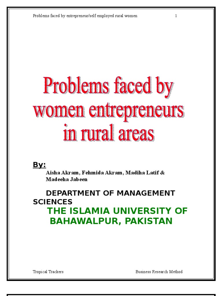 Challenges for Rural Women Entrepreneurs | PDF | Entrepreneurship ...
