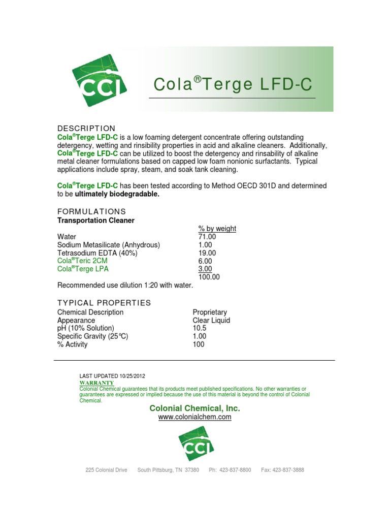 cola lipid c ColaTerge LFD | PDF | Ethylenediaminetetraacetic Acid l carabtin Package:8 tube pack when to take l-carnitine