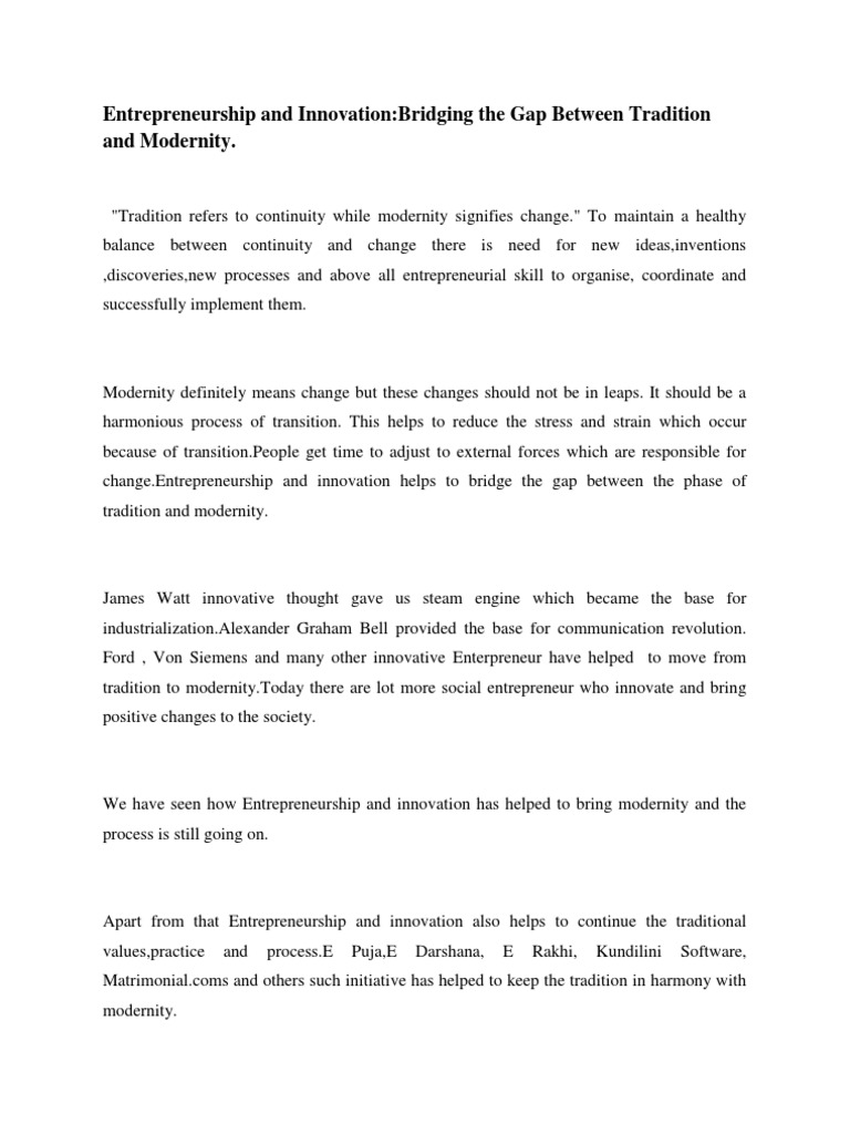 Bridging The Gap Between Tradition and Modernity. PDF