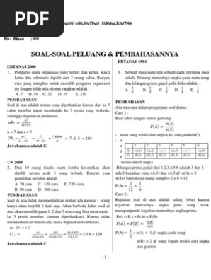 Soal Soal Peluang Dan Pembahasannya Ebtanas Uan Pdf