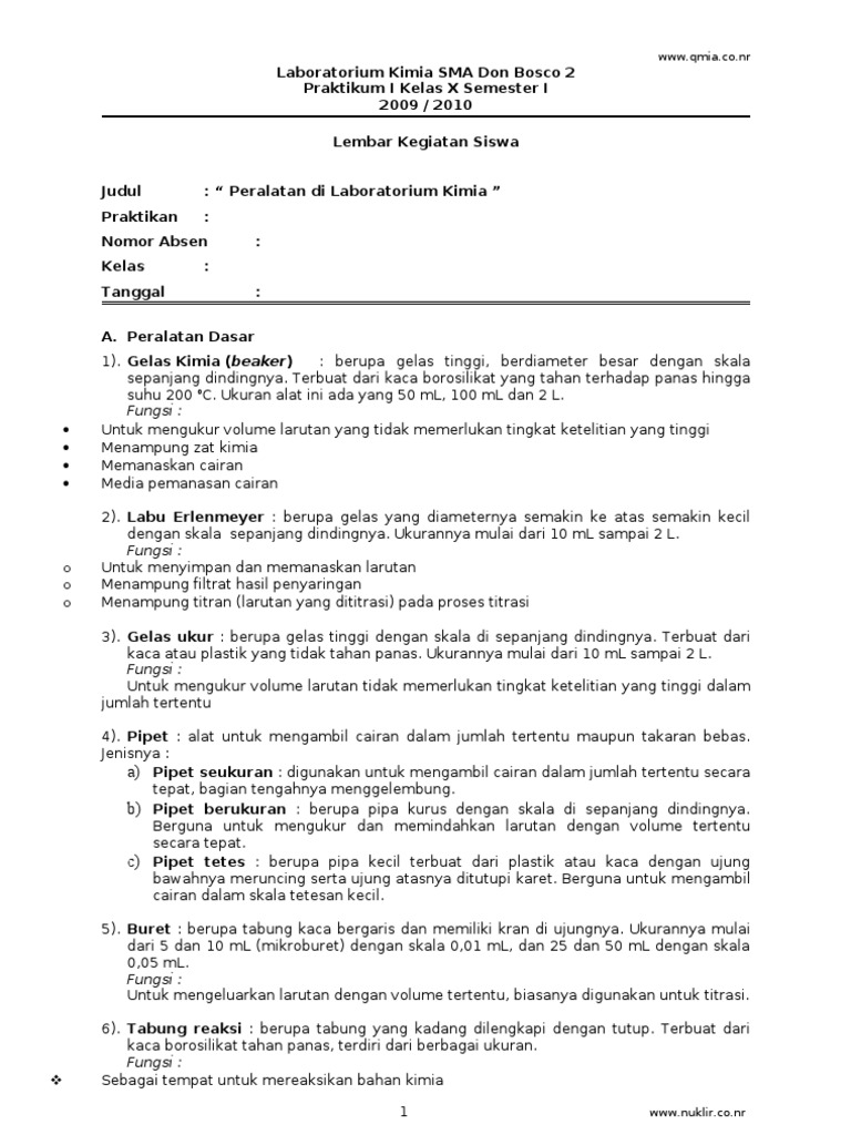 LKS Praktikum Kimia Kelas X