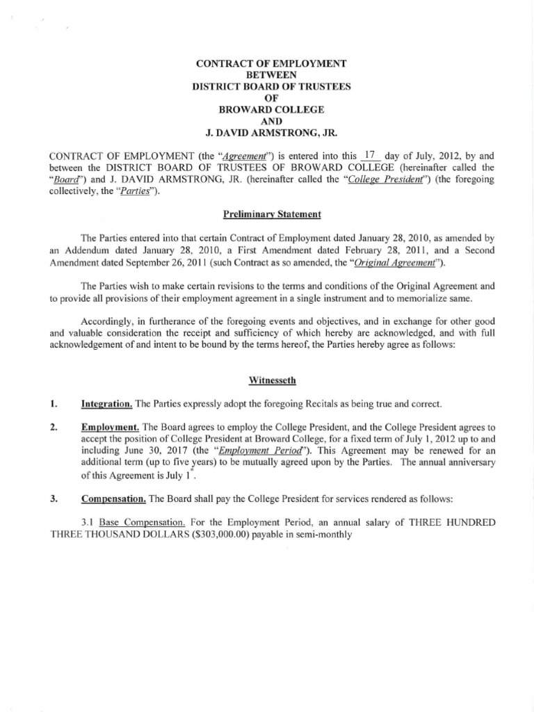 Broward College President's Contract PDF