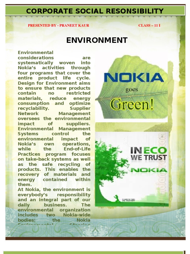 What Is Nokia Csr? : Nokia CSR Policy DRAFT – FTTQY