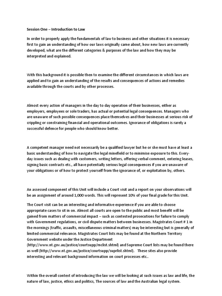 Session One PDF Government Of Australia Jurisprudence