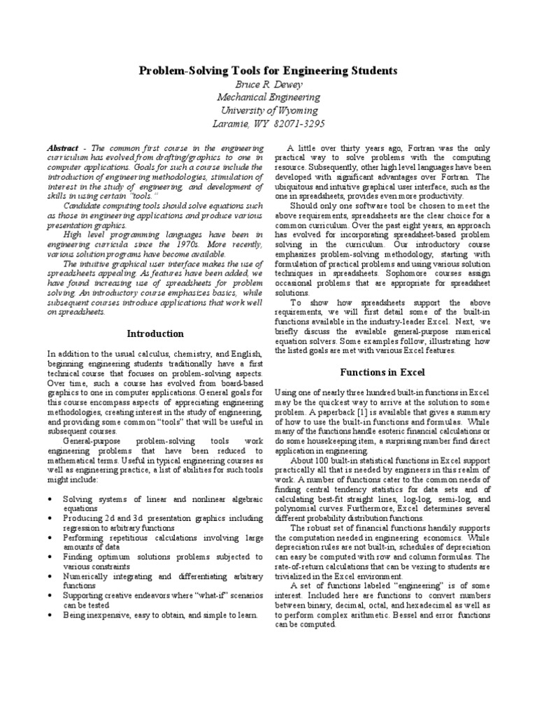 Engineering Problem-Solving Tools | PDF
