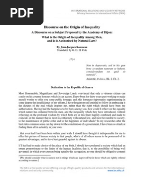 Rousseau Discourse On The Origin Of Inequality Natural Law Reason