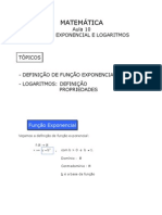 Matemática - Aula 10 - Função exponencial e logaritmos(2)