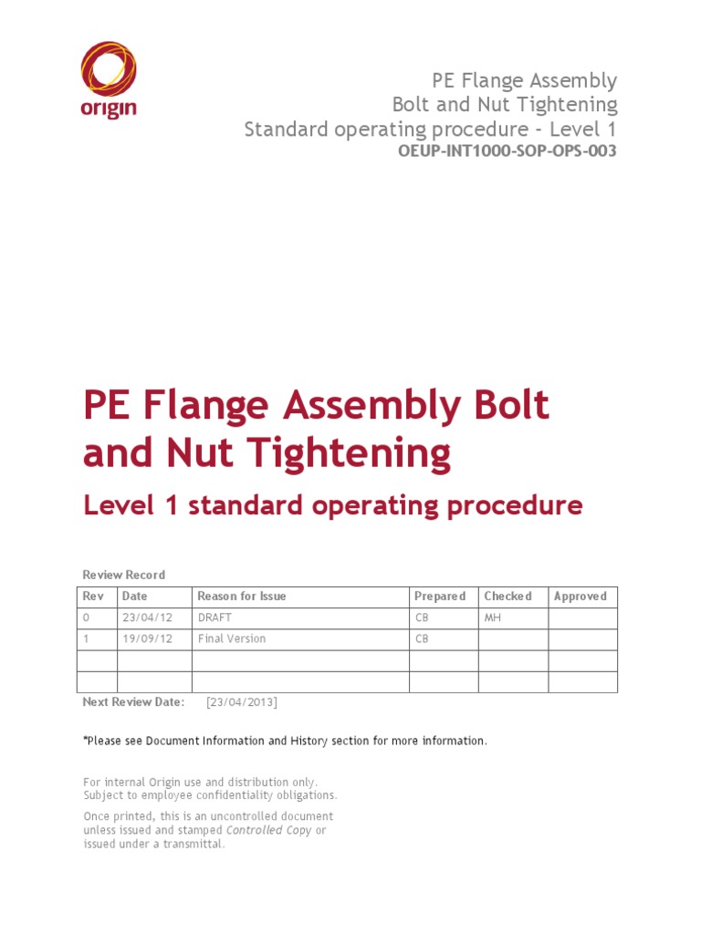 PE Flange Assembly Torque Procedure | PDF | Personal Protective ...