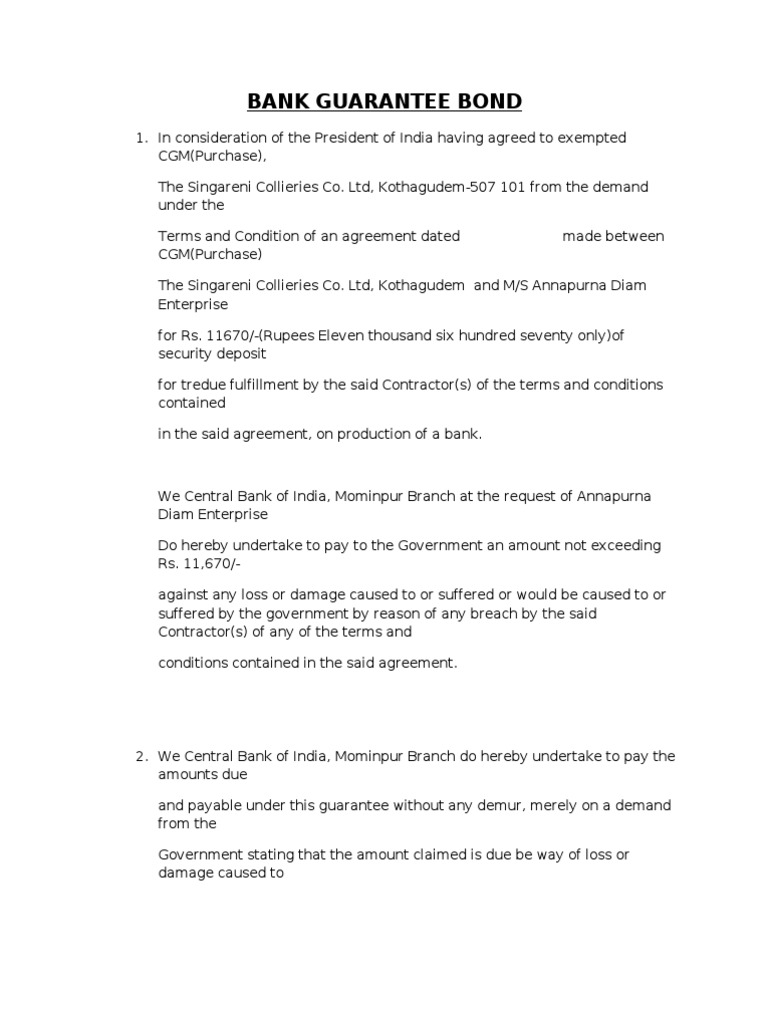 Bank Guarantee Bond PDF Guarantee Virtue