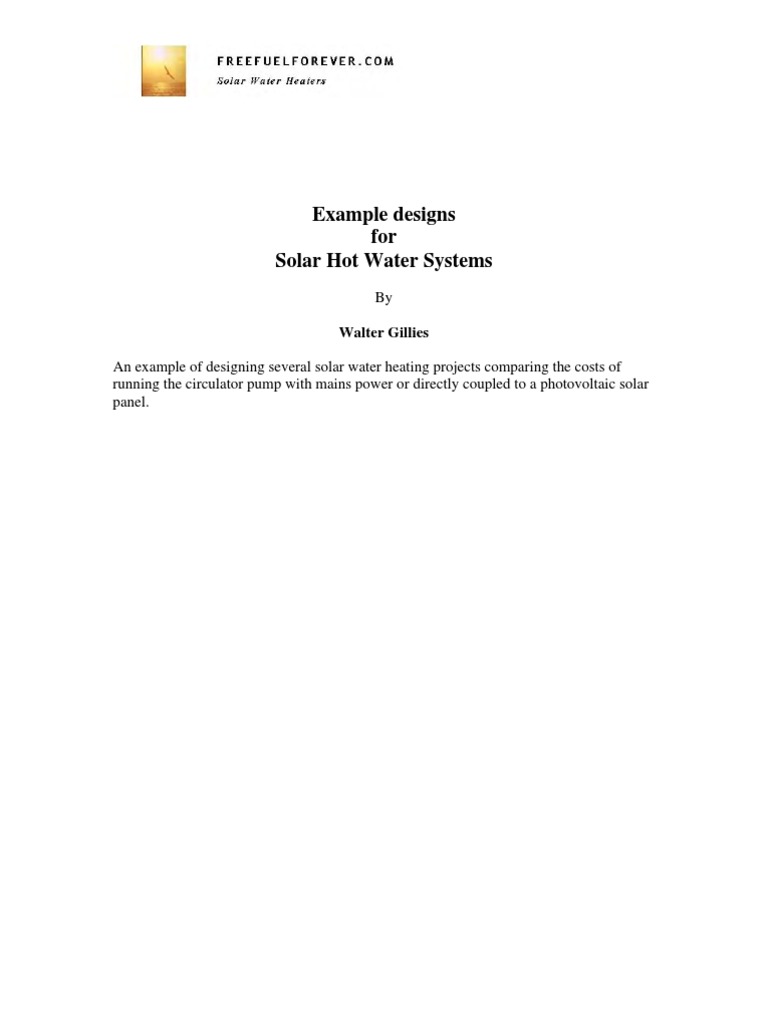 Solar Hot Water System Design Guide | PDF | Water Heating | Solar Energy