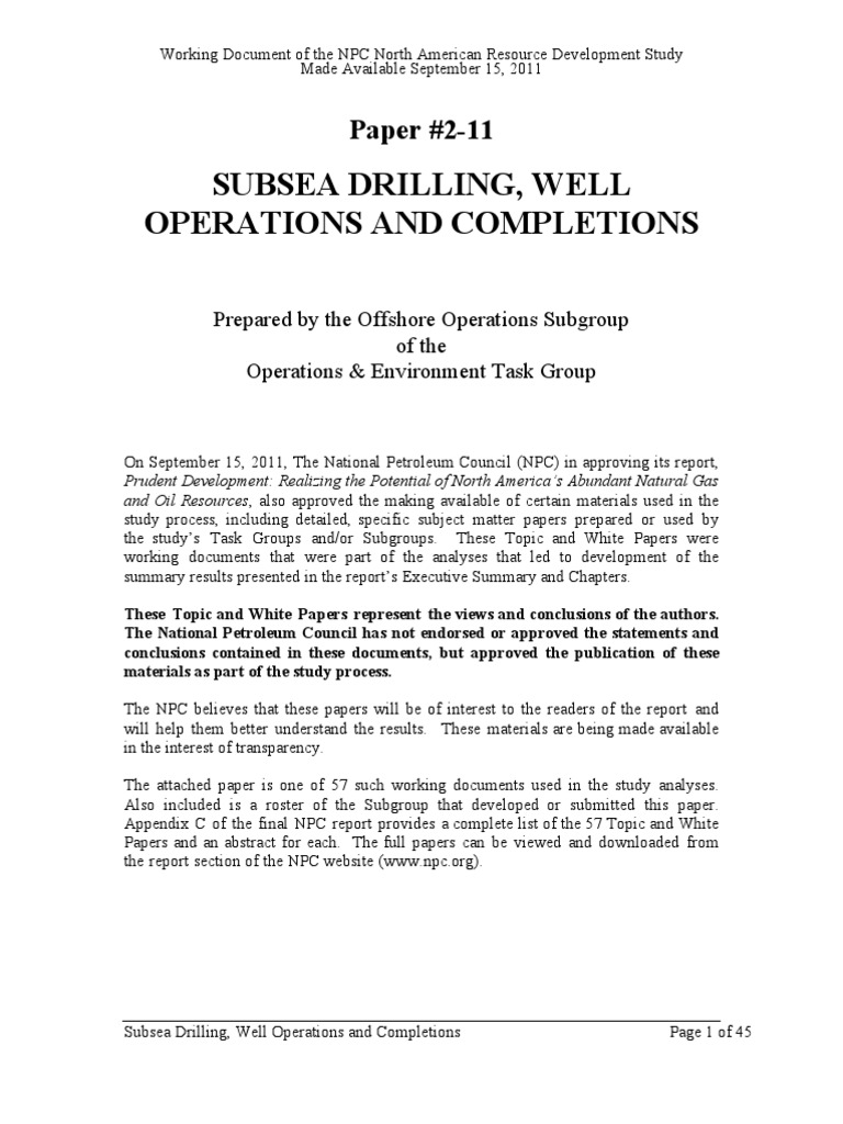 Subsea Drilling and Completion Insights | PDF | Offshore Drilling ...