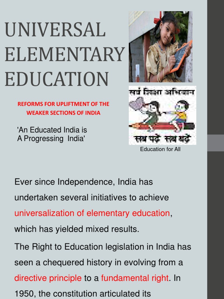 Universal Elementary Education India | PDF