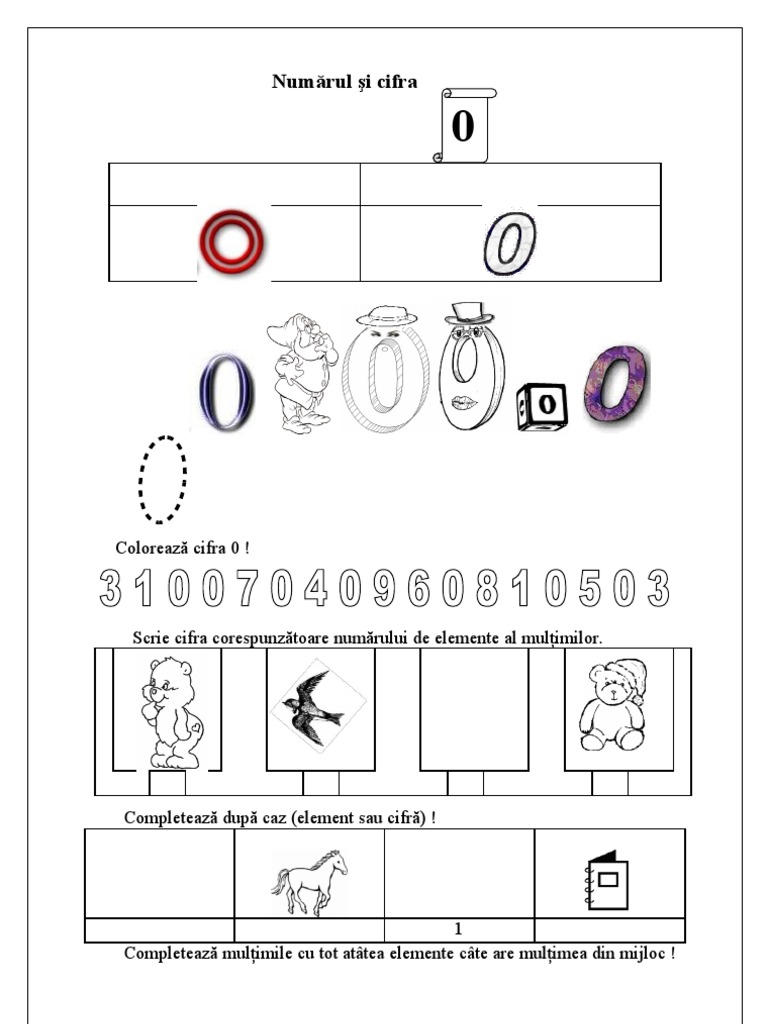 Fisa - Numarul Si Cifra 0 | PDF