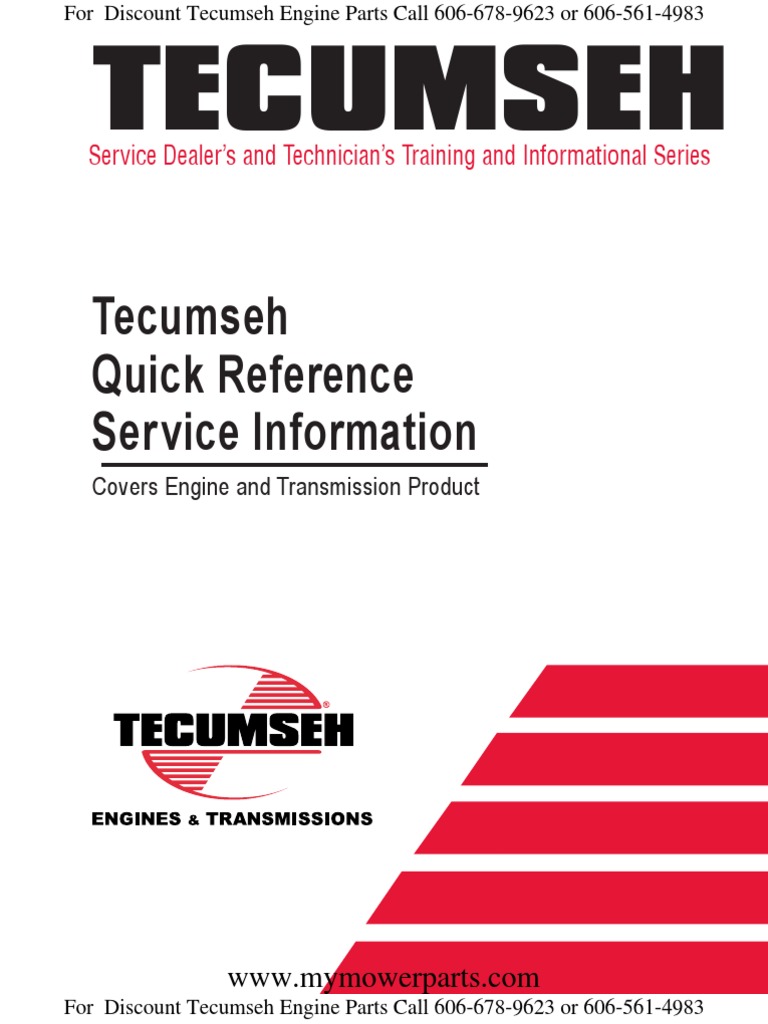 Tecumseh Quick Reference and Troubleshooting for Engines and Transmissions  695933 | Carburetor | Internal Combustion Engine