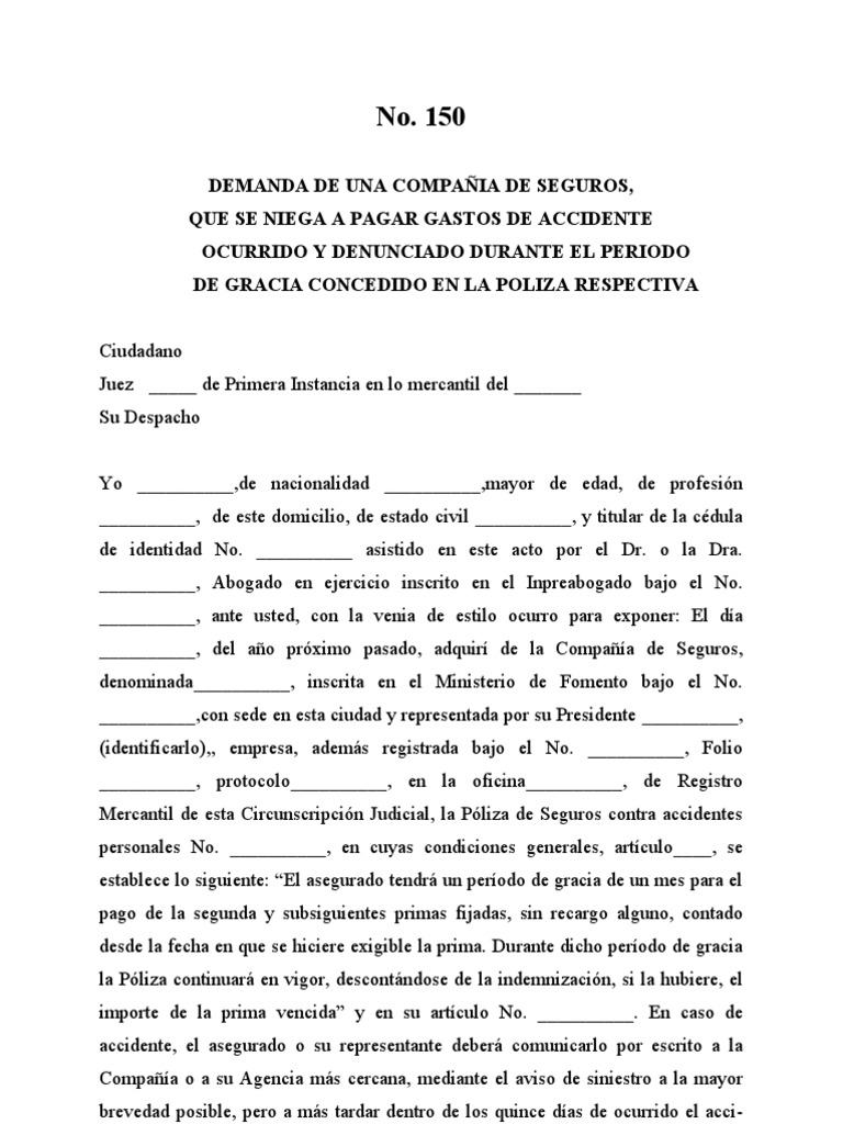 Demanda por Negativa de Pago de Seguro | PDF | Póliza de seguros | Seguro