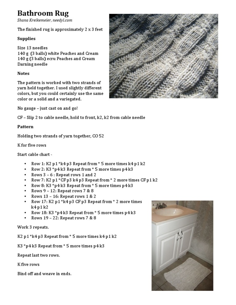 Rambling Snood Bathroom Rug Pattern | PDF