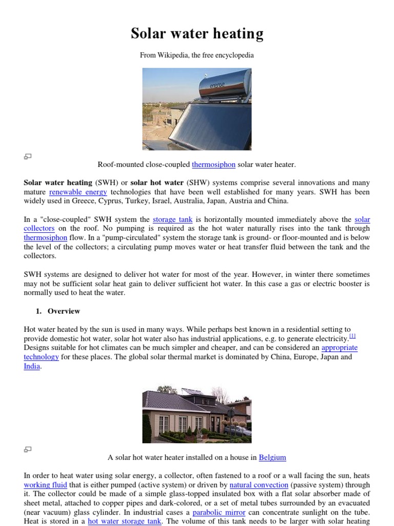 Solar Water Heating Water Heating Solar Energy