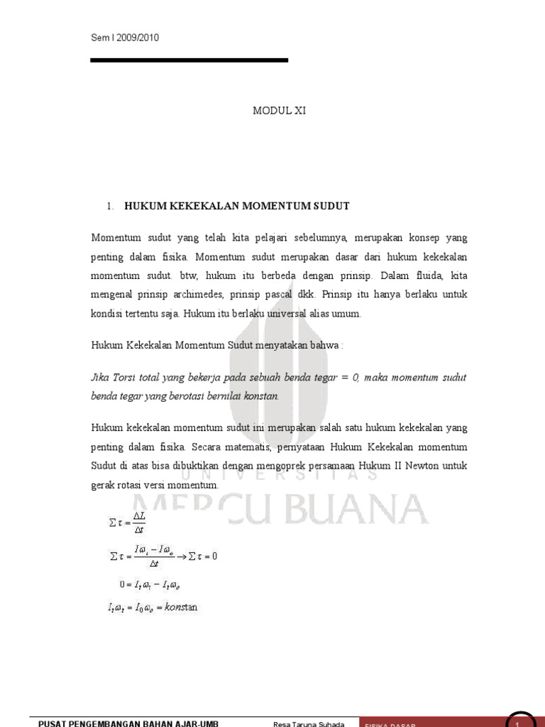 Contoh Soal Hukum Kekekalan Momentum Sudut Penari Balet