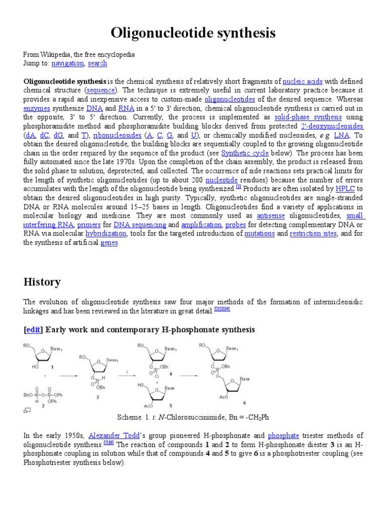 Oligonucleotide Synthesis | Chemical Compounds | Organic Compounds