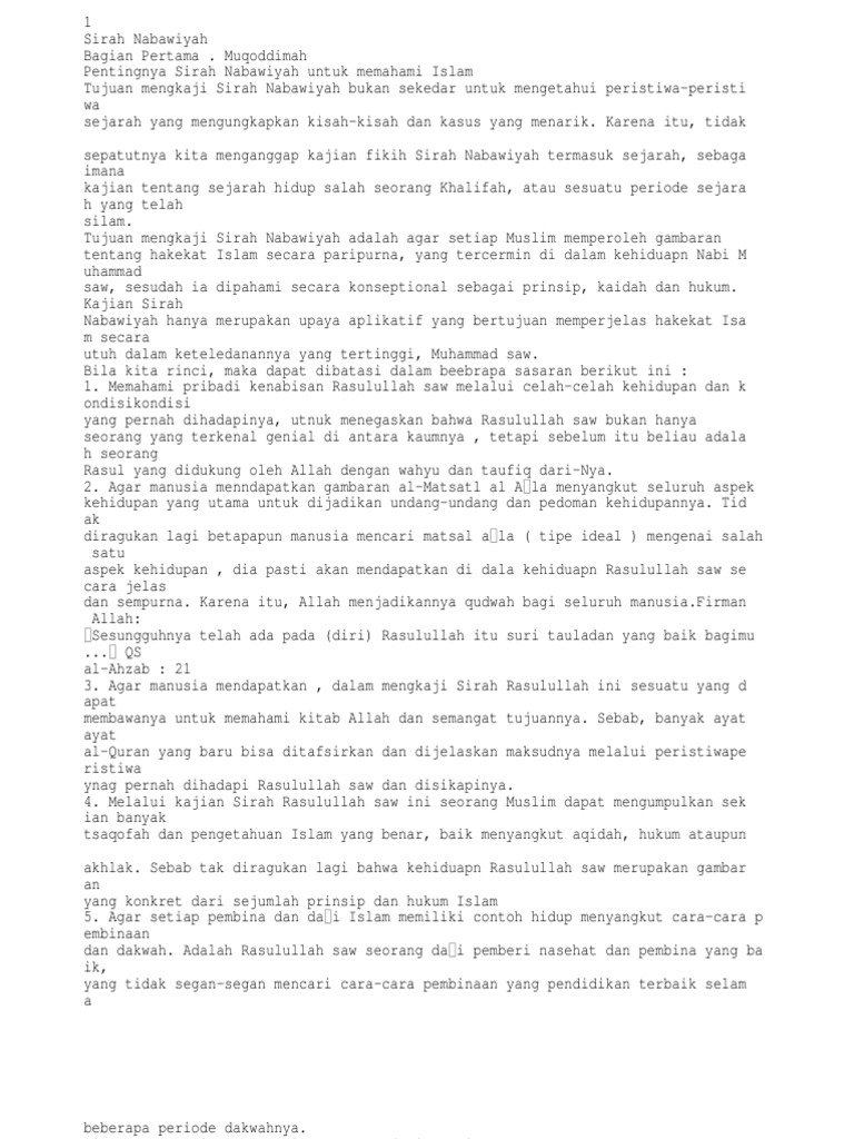 Sirah Nabawiyah Jilid I