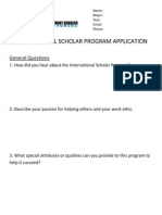 International Scholar Program Application: General Questions