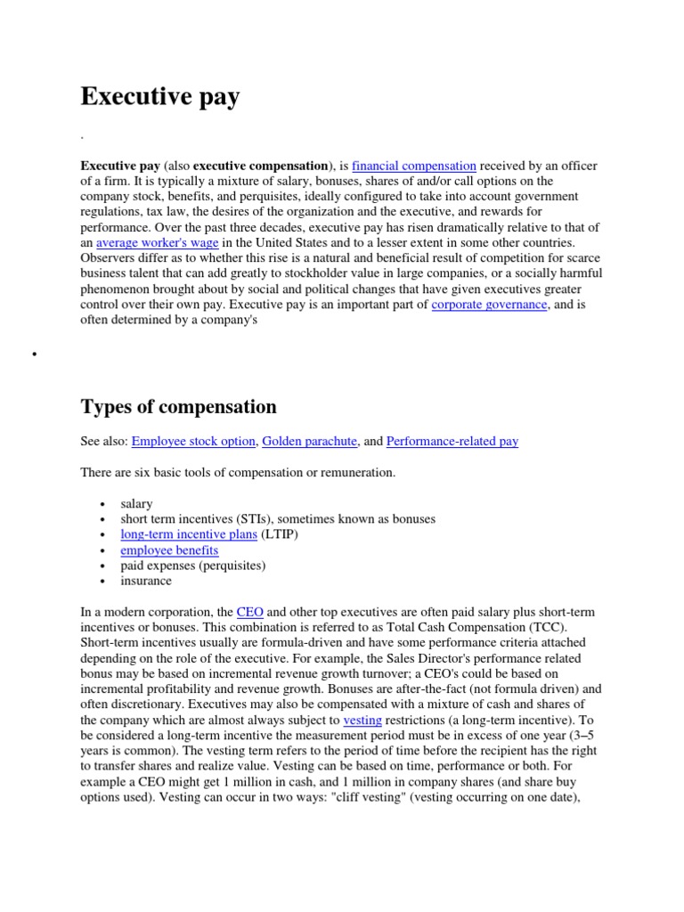 Executive Compensation Overview | PDF