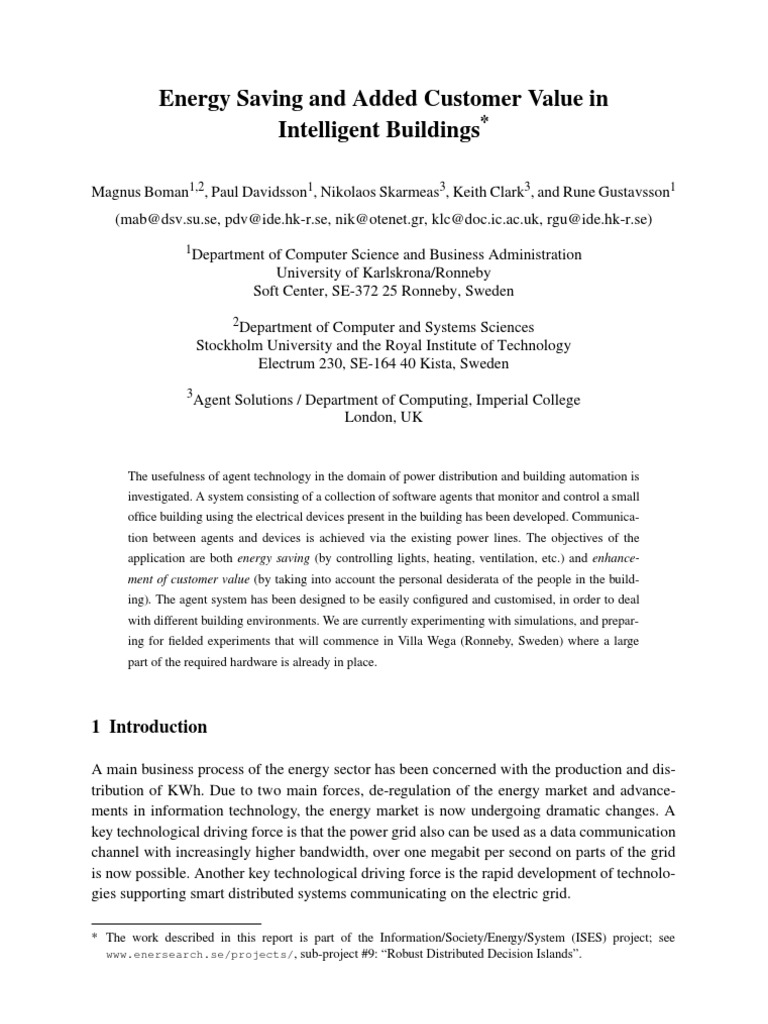 Energy Efficiency in Intelligent Buildings | PDF | Graphical User ...