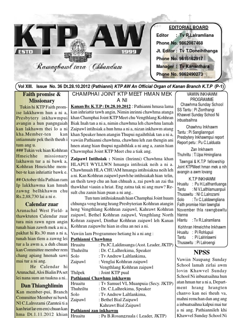 Champhai Joint KTP Meeting Report | PDF | Social Science