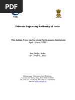 Telecom Regulatory Authority of India Performance Indicators on India s Internet and Telecom Sector Qtr Ended Jun 2012
