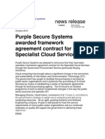 Purple Secure Systems Awarded Framework Agreement Contract For Specialist Cloud Services