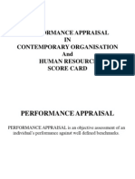 Performance Appraisal IN Contemporary Organisation and Human Resource Score Card