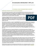 Pequeo Manual Del Anarquista Individualista 1911 de MileArmand