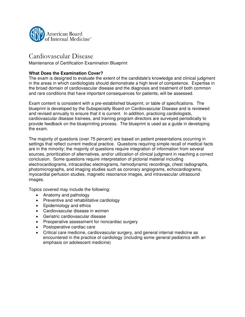 American Board Of Internal Medicine Cardiovascular