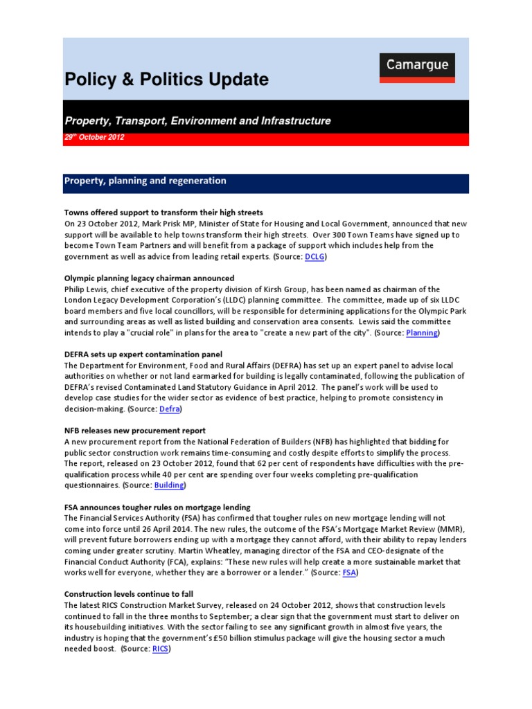 Policy and Politics 29 October 2012 | PDF | Mortgage Loan | United Kingdom