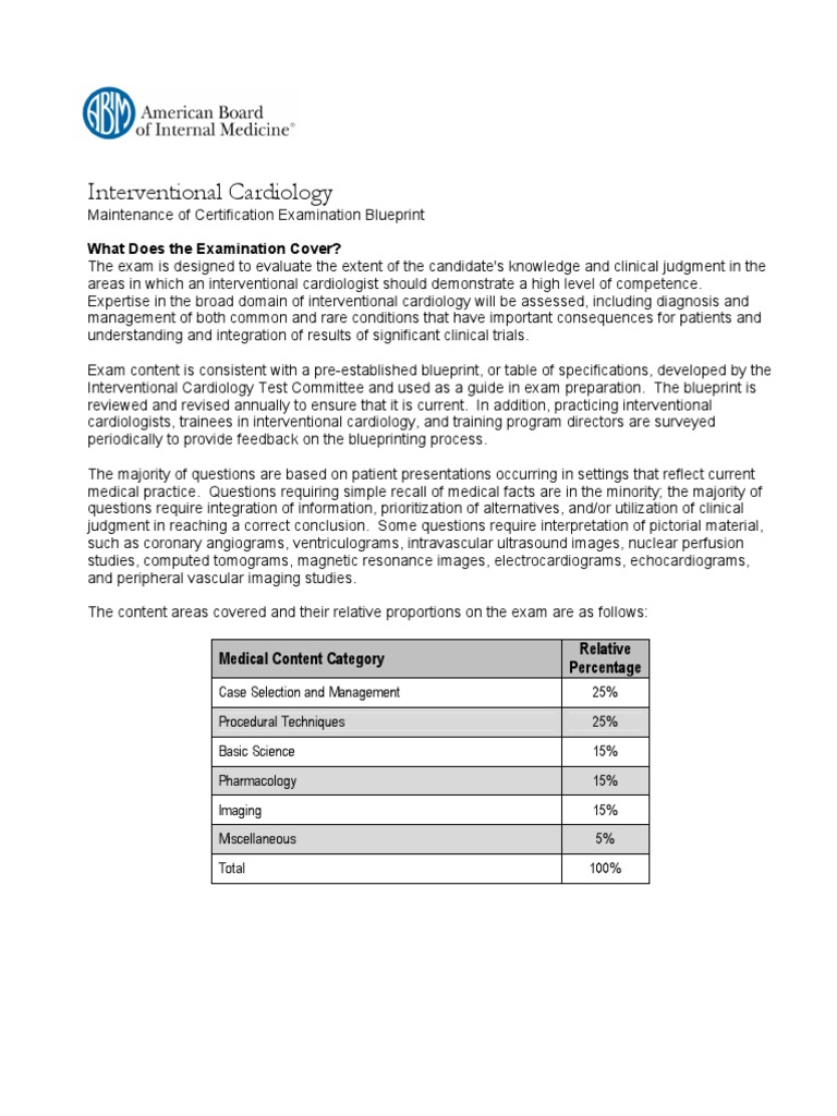 Interventional Cardiology Maintenance of Certification