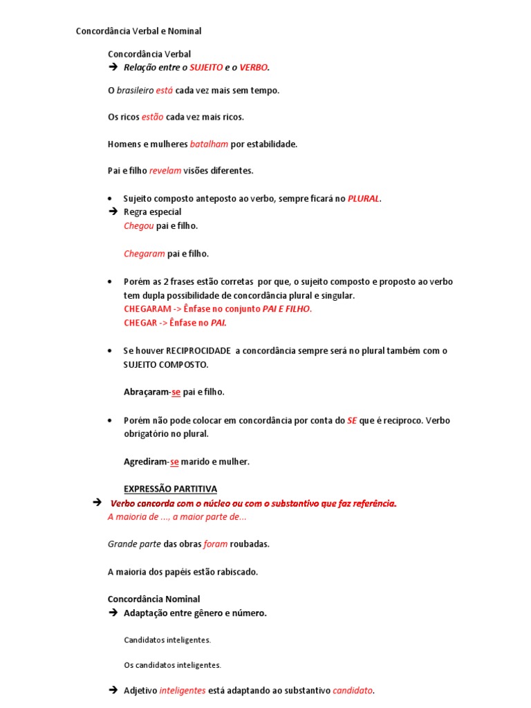 Concordância Verbal e Nominal | PDF