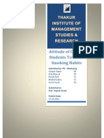Attitude of College Students Towards Smoking Habits: Submitted By: PG - Marketing