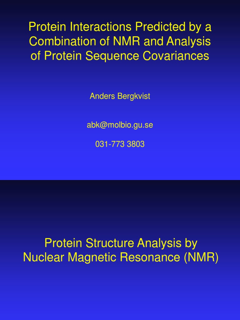 NMR and Sequence Covariance Protein Interactions | PDF | Protein ...