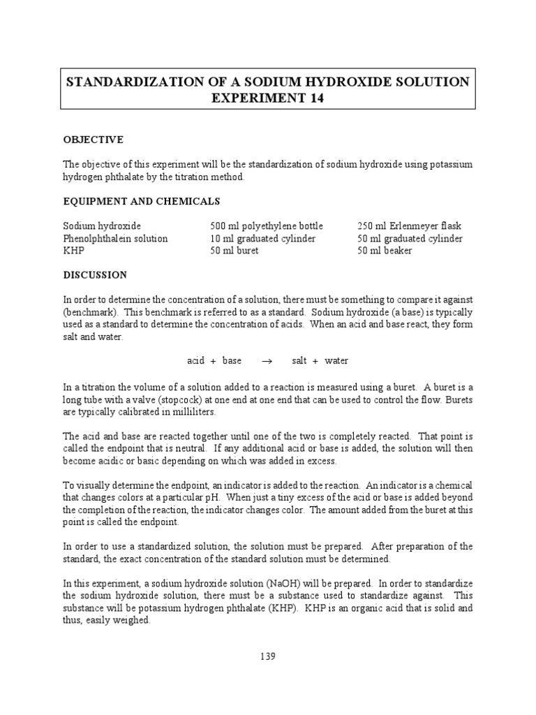Standardization NaOH | PDF | Titration | Chemistry