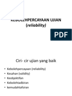 REKA BENTUK DAN PEMBINAAN UJIAN Kebolehpercayaan