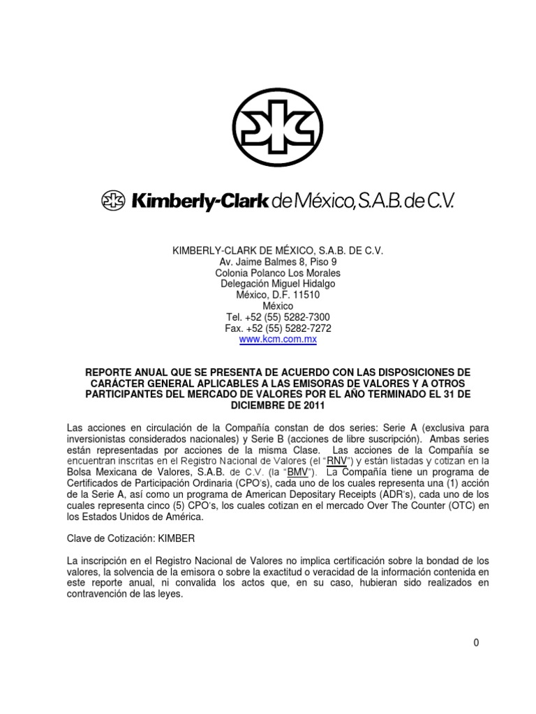 KIMBERLYCLARK DE MÉXICO, S.A.B. DE C.V