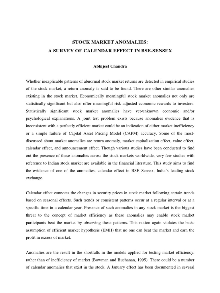 Stock Market Anomalies Jmi Working Paper Stock Market - 